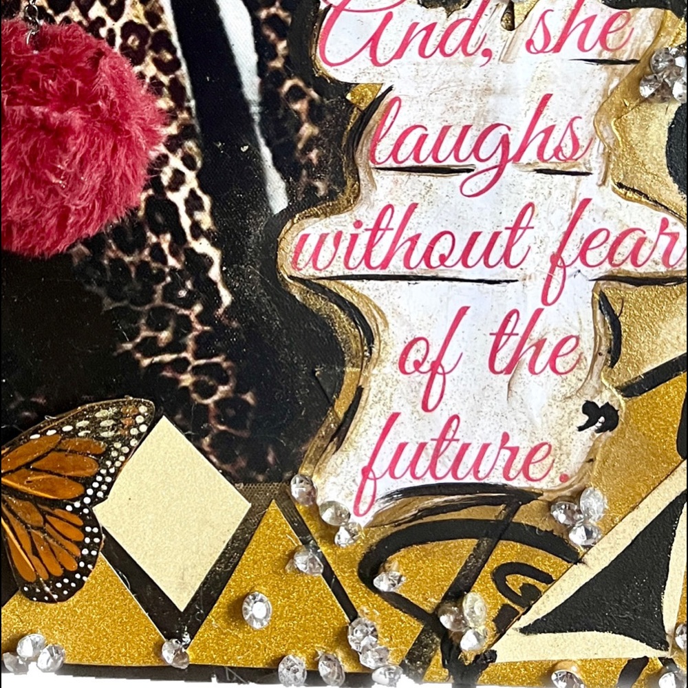 Proverbs 31 & Pearls, Diamonds Leopard Pop Out Collage Art - Picture 12 of 17